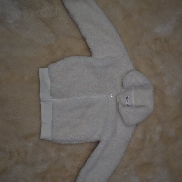 Epic Threads Sweater Jacket Size 4T White Fluffy Zip up Teddy Coat - Picture 6 of 8